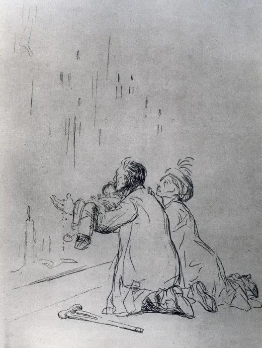Framed Print : Entreaty in front of the Cave, 1925. Artist: Jean Louis Forain Framed Print : Entreaty in front of the Cave, 1925. Artist: Jean Louis Forain