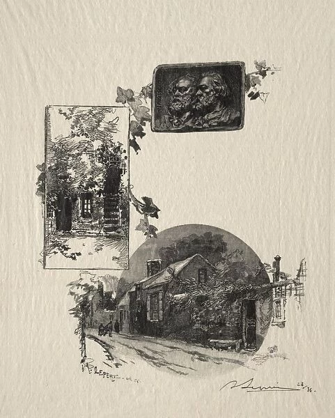 Entree de latelier Rousseau et la Maison de Millet, 1887. Creator: Auguste Louis Lepere