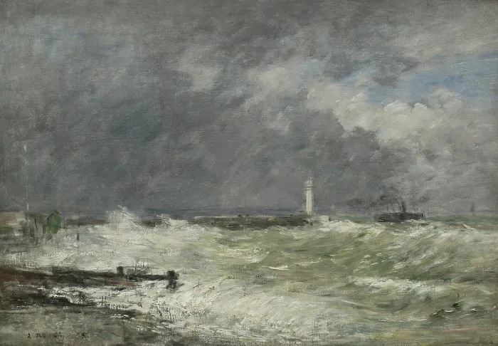 Framed Print : Entrees des jetees du Havre par gros temps, 1895. Creator: Boudin, Eugene-Louis (1824-1898) Framed Print : Entrees des jetees du Havre par gros temps, 1895. Creator: Boudin, Eugene-Louis (1824-1898)