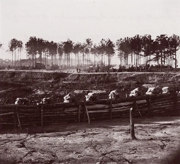 Framed Print : Entrenchments on left of Bermuda Hundred Lines, 1861-65. Creator: Andrew Joseph Russell Framed Print : Entrenchments on left of Bermuda Hundred Lines, 1861-65. Creator: Andrew Joseph Russell