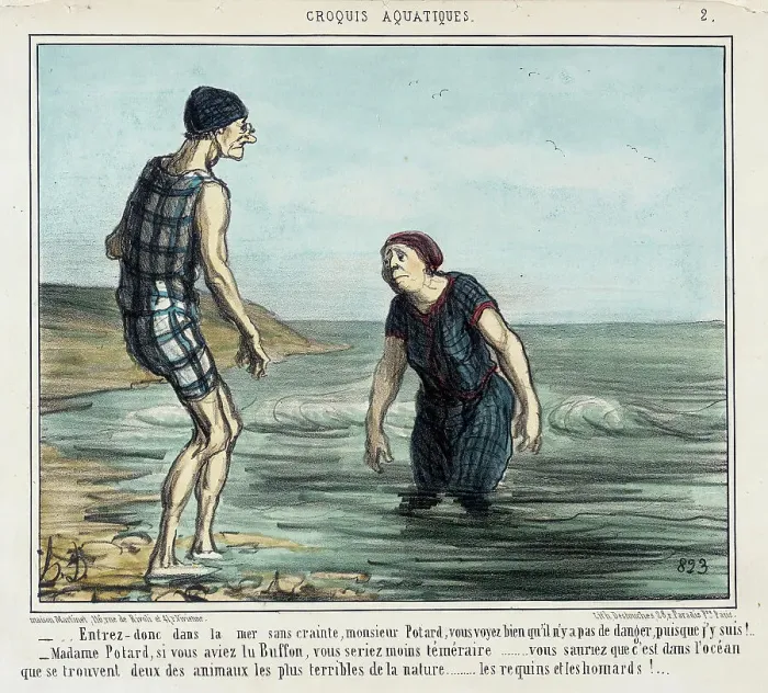 Framed Print : Entrez donc dans la mer sans crainte... 1856. Creator: Honore Daumier Framed Print : Entrez donc dans la mer sans crainte... 1856. Creator: Honore Daumier