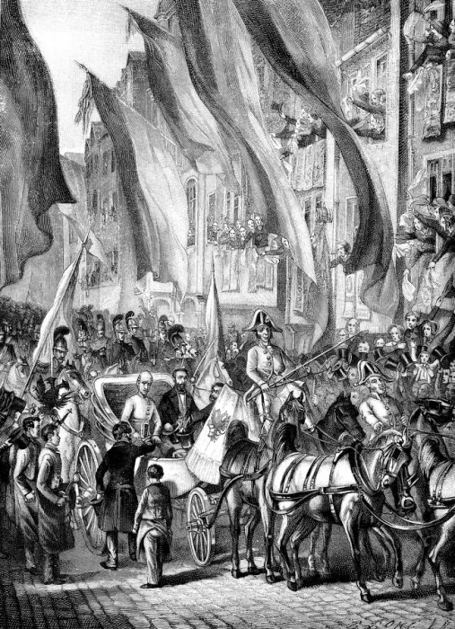 Framed Print : Entry of Archduke John of Austria in Frankfurt on 11 July 1848, 1848. Artist: Anonymous Framed Print : Entry of Archduke John of Austria in Frankfurt on 11 July 1848, 1848. Artist: Anonymous