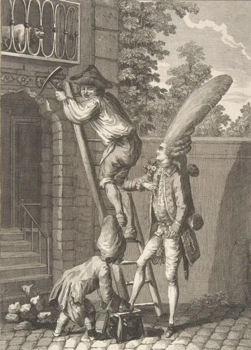 Framed Print : The Entry of the Baron of Caprice to the Home of Miss Favors (Entredu... second half 18th century. Creator: Anon) Framed Print : The Entry of the Baron of Caprice to the Home of Miss Favors (Entredu... second half 18th century. Creator: Anon)