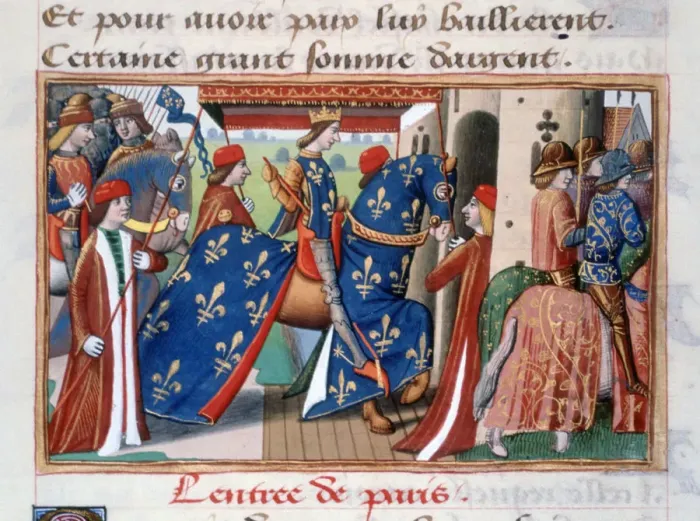 Framed Print : Entry of Charles VII into the city of Paris, 12 November 1437, (c1484) Framed Print : Entry of Charles VII into the city of Paris, 12 November 1437, (c1484)