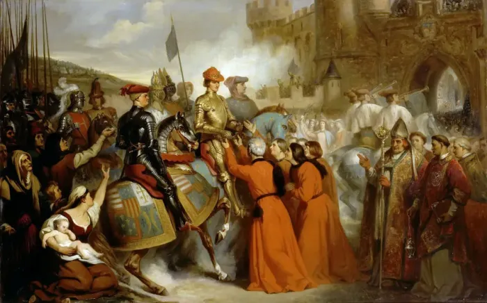 Framed Print : Entry of Charles VII into Rouen, 10 November 1449. Artist: Decaisne, Henri (1799-1852) Framed Print : Entry of Charles VII into Rouen, 10 November 1449. Artist: Decaisne, Henri (1799-1852)