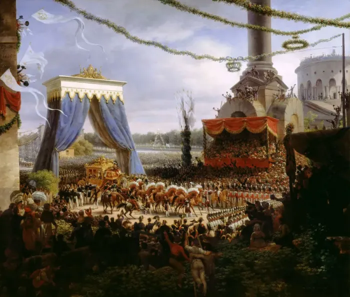 Framed Print : Entry of Charles X into Paris, after his consecration, 6 June 1825. Artist: Lejeune, Louis-Francois, Baron (1775-1848) Framed Print : Entry of Charles X into Paris, after his consecration, 6 June 1825. Artist: Lejeune, Louis-Francois, Baron (1775-1848)