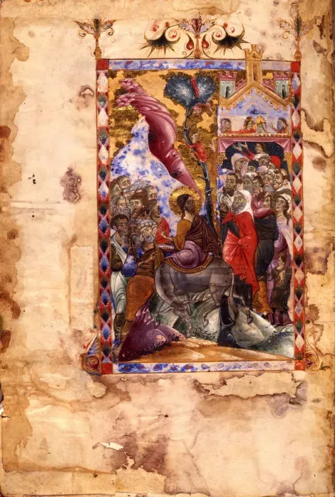 Framed Print : The Entry of Christ into Jerusalem (Manuscript illumination from the Matenadaran Gospel), 1287 Framed Print : The Entry of Christ into Jerusalem (Manuscript illumination from the Matenadaran Gospel), 1287
