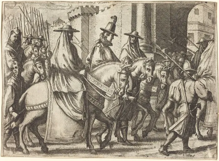 Framed Print : Entry into Ferrara [recto], 1612. Creator: Jacques Callot