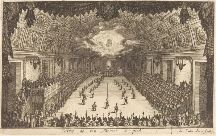Framed Print : Entry of His Highness on Foot, 1627. Creator: Jacques Callot Framed Print : Entry of His Highness on Foot, 1627. Creator: Jacques Callot