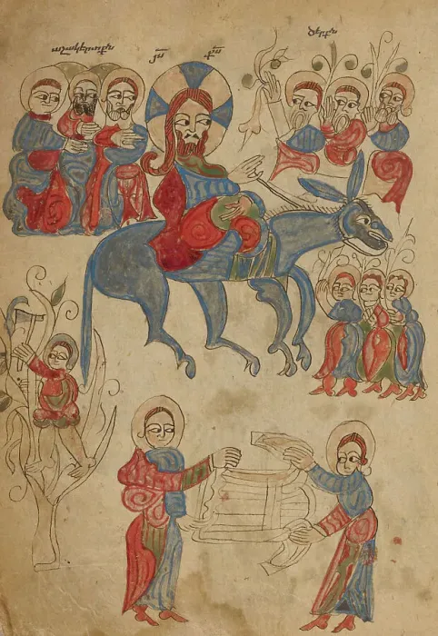 Framed Print : The Entry into Jerusalem; Gospel Book, 1386. Creator: Unknown Framed Print : The Entry into Jerusalem; Gospel Book, 1386. Creator: Unknown