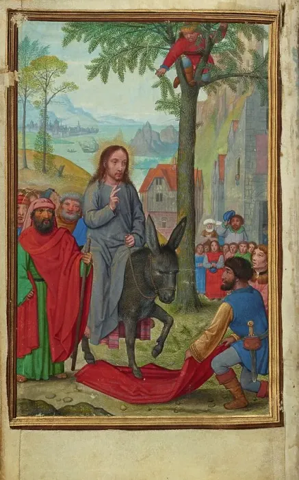 Framed Print : The Entry into Jerusalem; Prayer Book of Cardinal Albrecht of Brandenburg, about 1525-1530. Creator: Simon Bening Framed Print : The Entry into Jerusalem; Prayer Book of Cardinal Albrecht of Brandenburg, about 1525-1530. Creator: Simon Bening