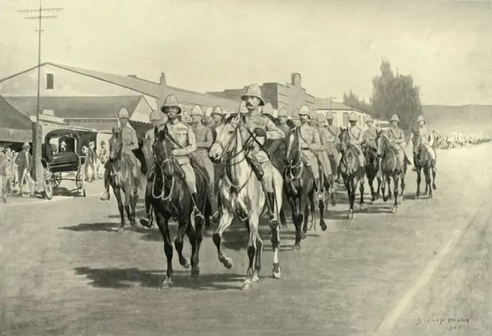Framed Print : The Entry of Lord Roberts and Staff into Pretoria, 1901. Creator: Unknown Framed Print : The Entry of Lord Roberts and Staff into Pretoria, 1901. Creator: Unknown