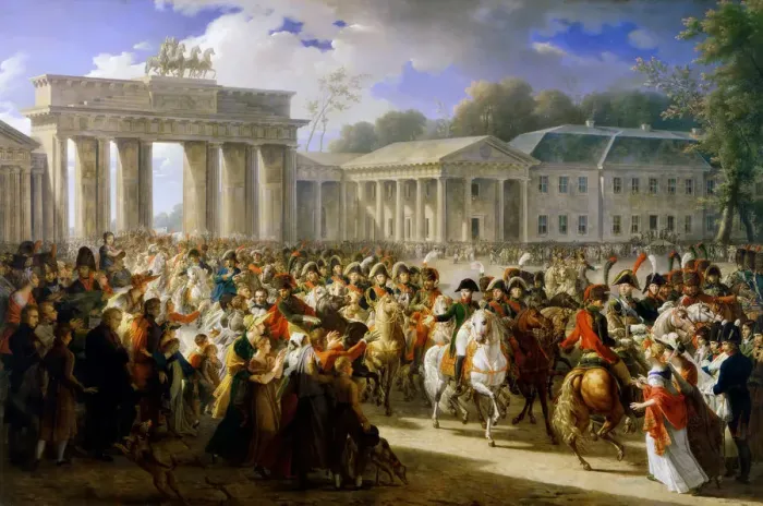 Framed Print : Entry of Napoleon into Berlin, 27 October 1806. Artist: Meynier, Charles (1768-1832) Framed Print : Entry of Napoleon into Berlin, 27 October 1806. Artist: Meynier, Charles (1768-1832)