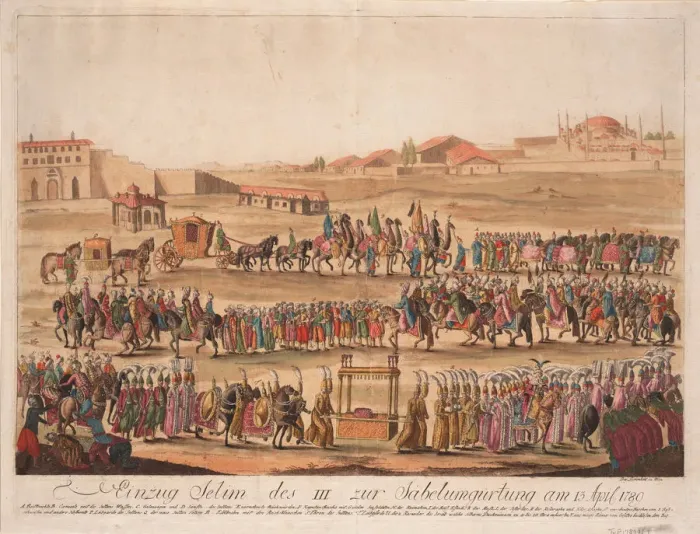 Framed Print : The Entry of the Sultan Selim III to the Girding the Sabre on 13 April 1789, 1789 Framed Print : The Entry of the Sultan Selim III to the Girding the Sabre on 13 April 1789, 1789