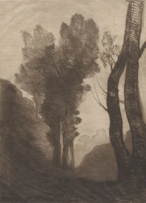 Framed Print : Environs of Rome, 1866. Creator: Jean-Baptiste-Camille Corot Framed Print : Environs of Rome, 1866. Creator: Jean-Baptiste-Camille Corot