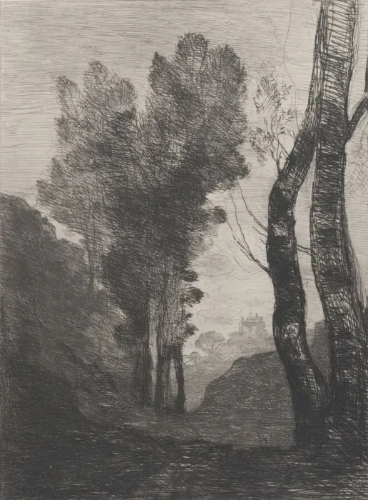 Framed Print : Environs de Rome, 1866. Creator: Jean-Baptiste-Camille Corot Framed Print : Environs de Rome, 1866. Creator: Jean-Baptiste-Camille Corot