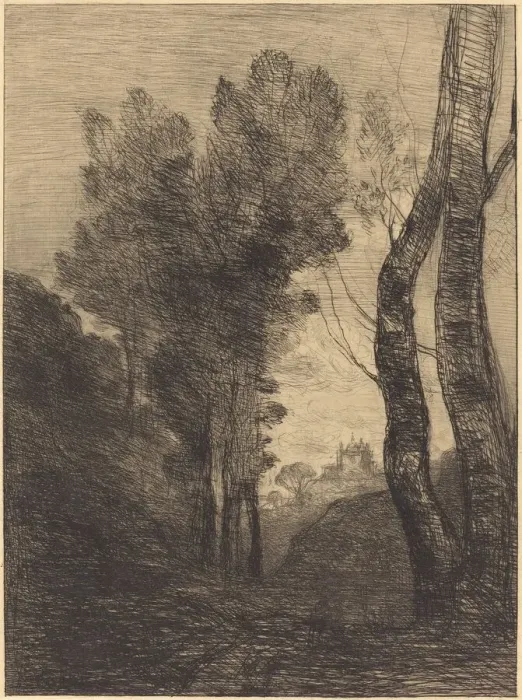 Framed Print : Environs of Rome (Environs de Rome), 1866. Creator: Jean-Baptiste-Camille Corot Framed Print : Environs of Rome (Environs de Rome), 1866. Creator: Jean-Baptiste-Camille Corot