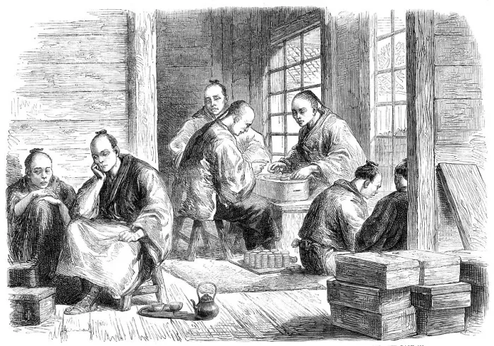 Framed Print : The Envoys of the Japanese Prince of Nagato paying the indemnity for the Affair of Simonosaki, 1865. Creator: Unknown Framed Print : The Envoys of the Japanese Prince of Nagato paying the indemnity for the Affair of Simonosaki, 1865. Creator: Unknown