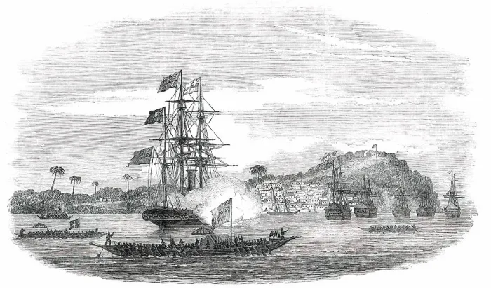 Framed Print : Ephraim Town, with Old Calabar - King Eyo-Honesty's Canoe... 1850. Creator: Unknown Framed Print : Ephraim Town, with Old Calabar - King Eyo-Honesty's Canoe... 1850. Creator: Unknown
