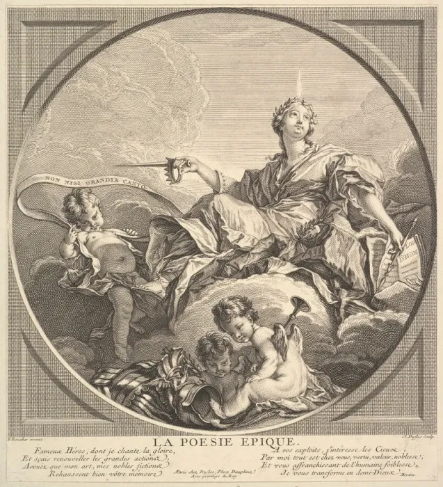 Framed Print : Epic Poetry, ca. 1741. Creator: Claude Augustin Duflos le Jeune Framed Print : Epic Poetry, ca. 1741. Creator: Claude Augustin Duflos le Jeune