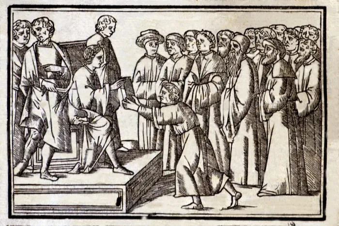 Framed Print : Epigrams by Marcus Valerius Martial, engraving representing Martial delivering Framed Print : Epigrams by Marcus Valerius Martial, engraving representing Martial delivering