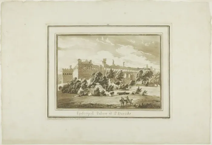 Framed Print : Episcopal Palace at St. Davids, from Twelve Views in Aquatinta from Drawings taken Framed Print : Episcopal Palace at St. Davids, from Twelve Views in Aquatinta from Drawings taken