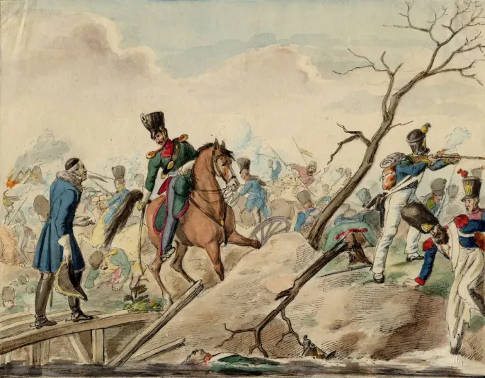 Framed Print : An Episode from the Battle of Leipzig. Artist: Anonymous Framed Print : An Episode from the Battle of Leipzig. Artist: Anonymous