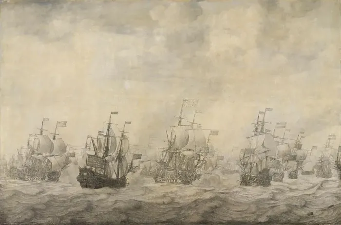Framed Print : Episode from the Four Days Battle, 11-14 June 1666, of the Second Anglo-Dutch War, 1665-67, 1668. Creator: Willem van de Velde I Framed Print : Episode from the Four Days Battle, 11-14 June 1666, of the Second Anglo-Dutch War, 1665-67, 1668. Creator: Willem van de Velde I