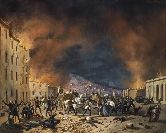Framed Print : Episode from the ten days of Brescia, 1849. Creator: Joli, Faustino (1814-1876) Framed Print : Episode from the ten days of Brescia, 1849. Creator: Joli, Faustino (1814-1876)