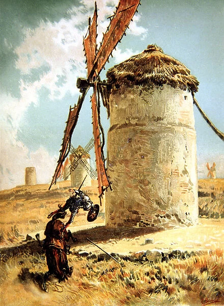 Episode of Don Quixote de la Mancha, Mills with Don Quixote, Miguel de Cervantes character