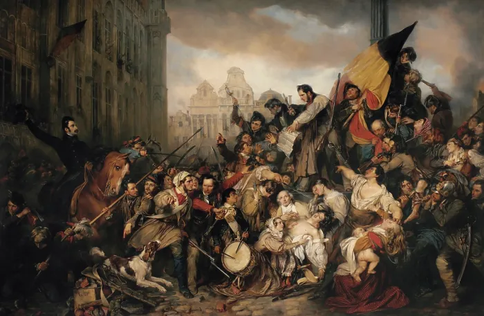 Framed Print : Episode of the September Days 1830, on the Grand Place of Brussels, 1835. Creator: Wappers, Gustave (1803-1874) Framed Print : Episode of the September Days 1830, on the Grand Place of Brussels, 1835. Creator: Wappers, Gustave (1803-1874)