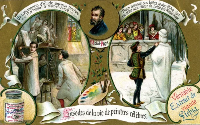 Framed Print : Episodes of the Life of Famous Painters: Michelangelo, (c1900) Framed Print : Episodes of the Life of Famous Painters: Michelangelo, (c1900)