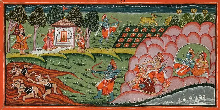 Framed Print : Episodes in the Panchavati Forest, Folio from a Ramayana (Adventures of Rama), between 1775 and 1800 Creator: Unknown Framed Print : Episodes in the Panchavati Forest, Folio from a Ramayana (Adventures of Rama), between 1775 and 1800 Creator: Unknown