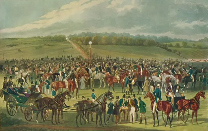Framed Print : Epsom Races - The Betting Post, 1836, (1929). Artist: Charles Hunt Framed Print : Epsom Races - The Betting Post, 1836, (1929). Artist: Charles Hunt