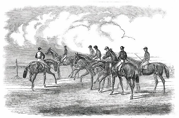 Epsom Spring Meeting...Preparing to Start for the Great Metropolitan Stakes, 1850. Creator: Unknown