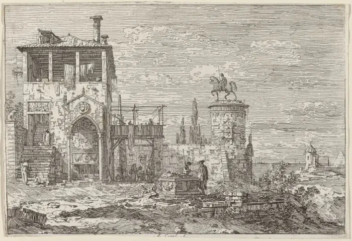 Framed Print : The Equestrian Monument, c. 1735 / 1746. Creator: Canaletto Framed Print : The Equestrian Monument, c. 1735 / 1746. Creator: Canaletto