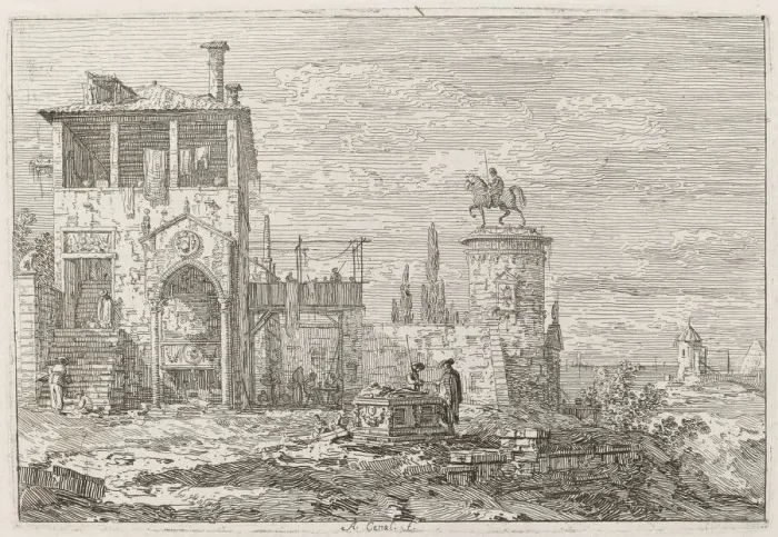 Framed Print : The Equestrian Monument [upper right], c. 1735  /  1746. Creator: Canaletto