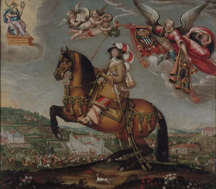 Framed Print : Equestrian Portrait of Alberte-Barbe d Ernecourt, Dame de Saint-Baslemont, c. 1630