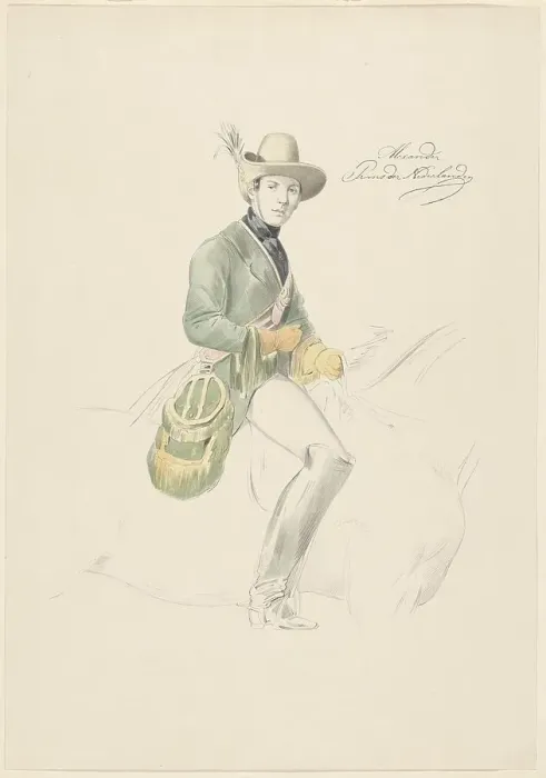 Framed Print : Equestrian portrait of Alexander I, Prince of the Netherlands, 1843-1871. Creator: Willem Daniel de Vignon van Alphen Framed Print : Equestrian portrait of Alexander I, Prince of the Netherlands, 1843-1871. Creator: Willem Daniel de Vignon van Alphen