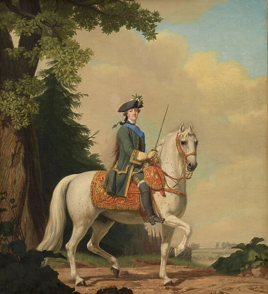 Equestrian Portrait of Catherine II (1729-1796) in Guards Uniform on her Horse Brilliant