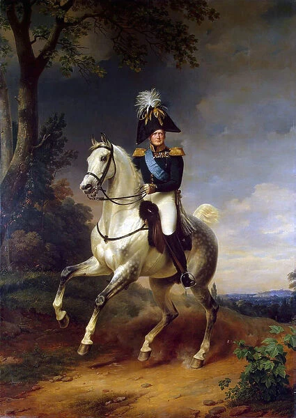 Equestrian Portrait of Emperor Alexander I, (1777-1825), 1837. Artist: Franz Kruguer