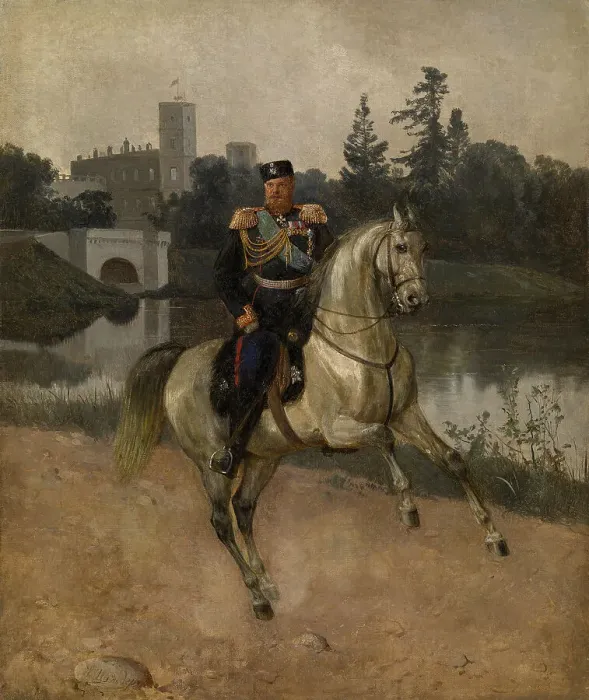 Framed Print : Equestrian portrait of the Emperor Alexander III (1845-1894) at Gatchina. Artist: Schilder, Nikolai Gustavovich (1828-1898) Framed Print : Equestrian portrait of the Emperor Alexander III (1845-1894) at Gatchina. Artist: Schilder, Nikolai Gustavovich (1828-1898)