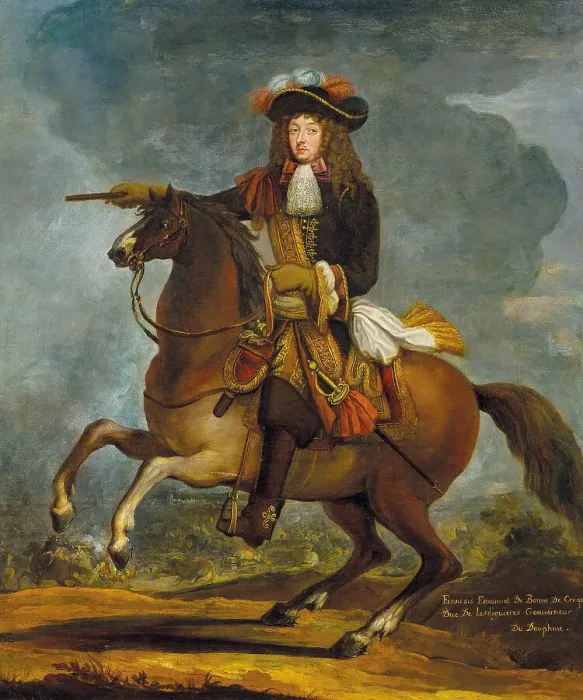 Framed Print : Equestrian portrait of François Emmanuel de Bonne de Créquy (1596-1677). Creator: Meulen, Adam Frans, van der (1632-1690)