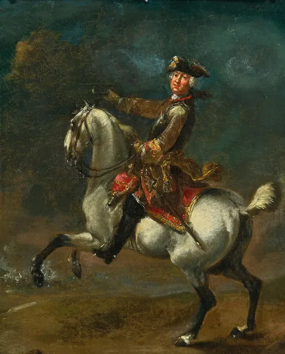 Framed Print : Equestrian Portrait of Karl August, Prince of Waldeck and Pyrmont (1704-1763). Creator: Querfurt, August (1696-1761) Framed Print : Equestrian Portrait of Karl August, Prince of Waldeck and Pyrmont (1704-1763). Creator: Querfurt, August (1696-1761)
