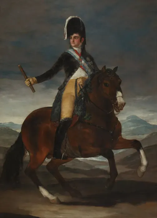 Framed Print : Equestrian Portrait of King Ferdinand VII of Spain. Artist: Goya, Francisco, de (1746-1828) Framed Print : Equestrian Portrait of King Ferdinand VII of Spain. Artist: Goya, Francisco, de (1746-1828)