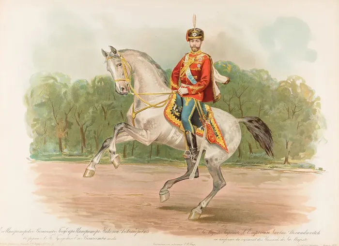 Framed Print : Equestrian Portrait of Nicholas II of Russia, 1896 Creator: Bakmanson, Hugo Karlovich (1860-1953) Framed Print : Equestrian Portrait of Nicholas II of Russia, 1896 Creator: Bakmanson, Hugo Karlovich (1860-1953)
