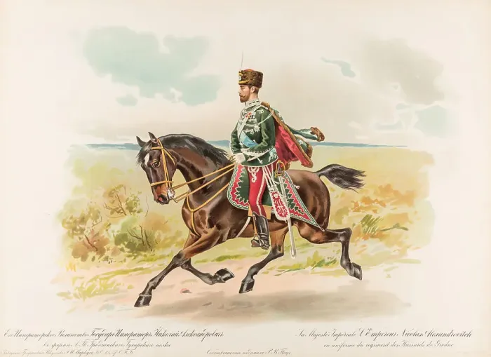 Framed Print : Equestrian Portrait of Nicholas II of Russia, 1896. Creator: Bakmanson, Hugo Karlovich (1860-1953) Framed Print : Equestrian Portrait of Nicholas II of Russia, 1896. Creator: Bakmanson, Hugo Karlovich (1860-1953)