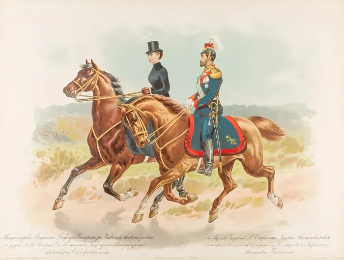 Framed Print : Equestrian Portrait of Nicholas II of Russia, 1896. Creator: Bakmanson, Hugo Karlovich (1860-1953) Framed Print : Equestrian Portrait of Nicholas II of Russia, 1896. Creator: Bakmanson, Hugo Karlovich (1860-1953)