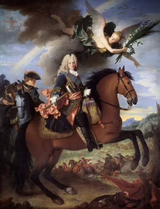 Framed Print : Equestrian Portrait of Philip V (1683-1746), King of Spain, 1723. Creator: Ranc, Jean (1674-1735)