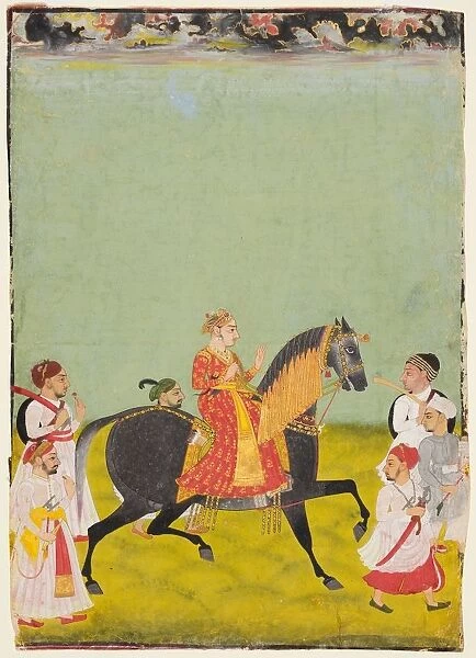 Equestrian Raj Singh II, son of Pratap Singh (r. 1752-55), c. 1760. Creator: Unknown